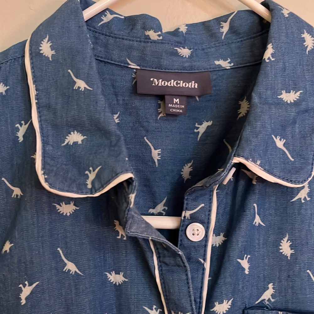 Chambray Dino Button Down - image 2